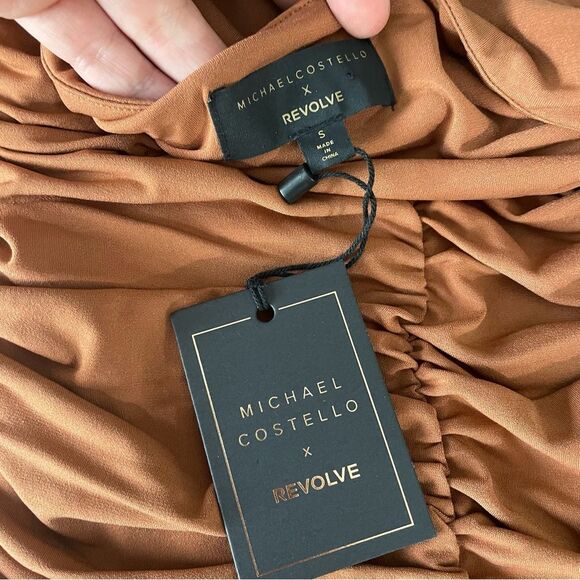 NWT REVOLVE x MICHAEL COSTELLO Terra Cotta Ana Mini Dress Ruched Bodycon - Picture 10 of 12